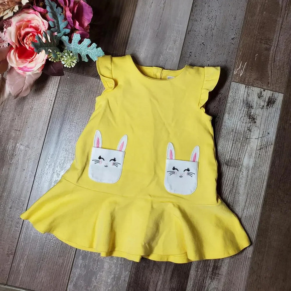 The Children's Place Gymboree Girls Embroidered Bunny Peplum Spring Dress 18-24m - Picture 1 of 12
